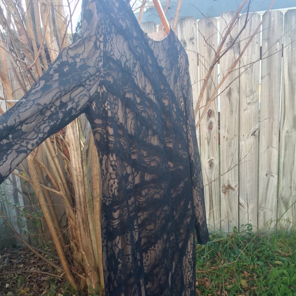 Vintage Prom Dress Formal Black Lace Gown Sz. 6
